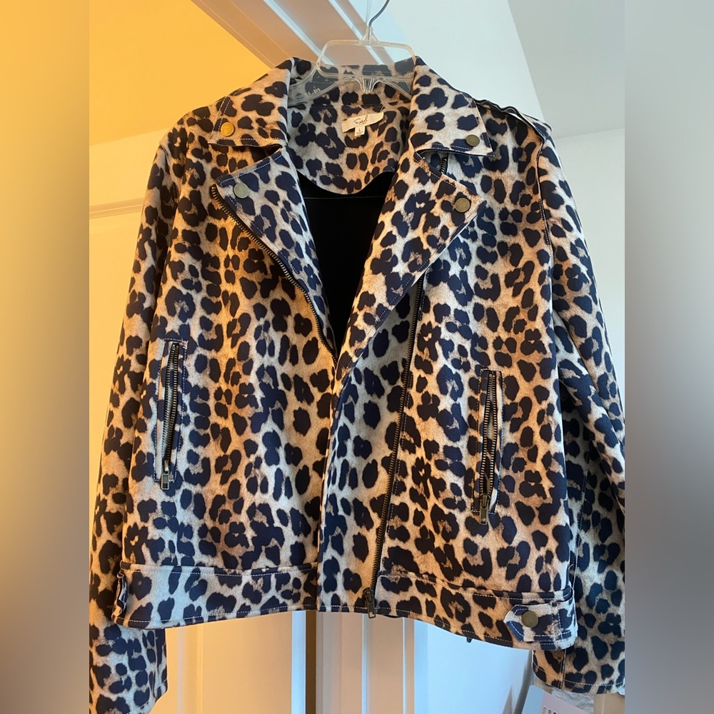 Cheetah Print Suede-like Jacket